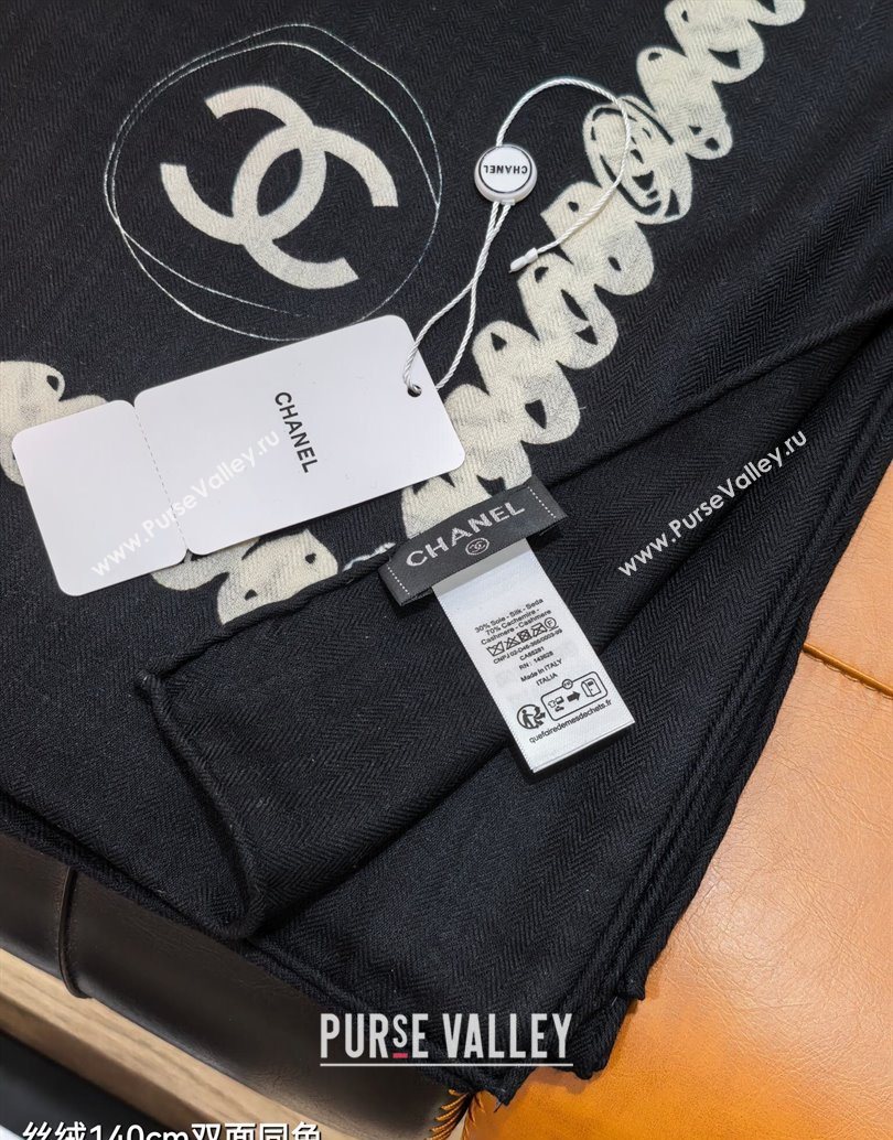 Chanel Cashmere Silk Square Scarf 140x140cm Black 2025 CH111164 (XMN-251111172)