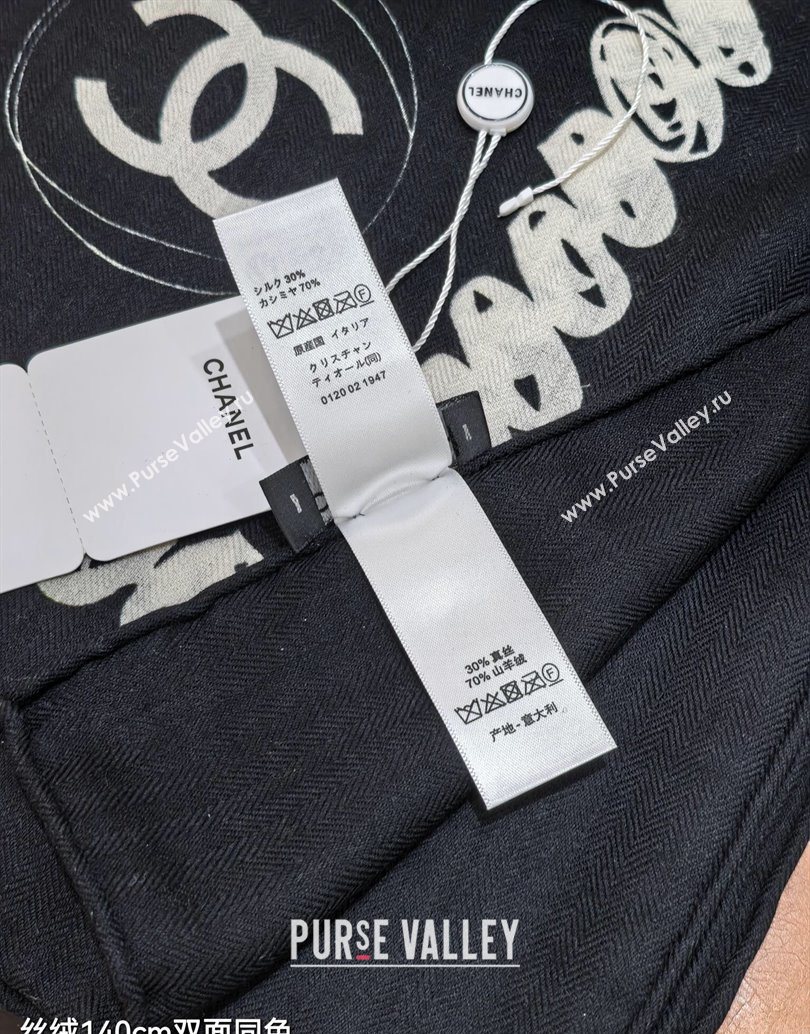 Chanel Cashmere Silk Square Scarf 140x140cm Black 2025 CH111164 (XMN-251111172)