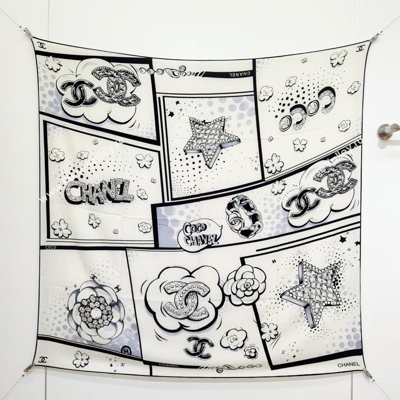 Chanel Cashmere Silk Square Scarf 140x140cm White 2025 CH111165 (XMN-251111173)