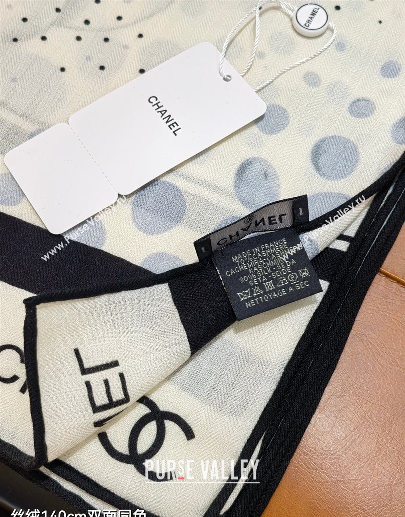 Chanel Cashmere Silk Square Scarf 140x140cm White 2025 CH111165 (XMN-251111173)