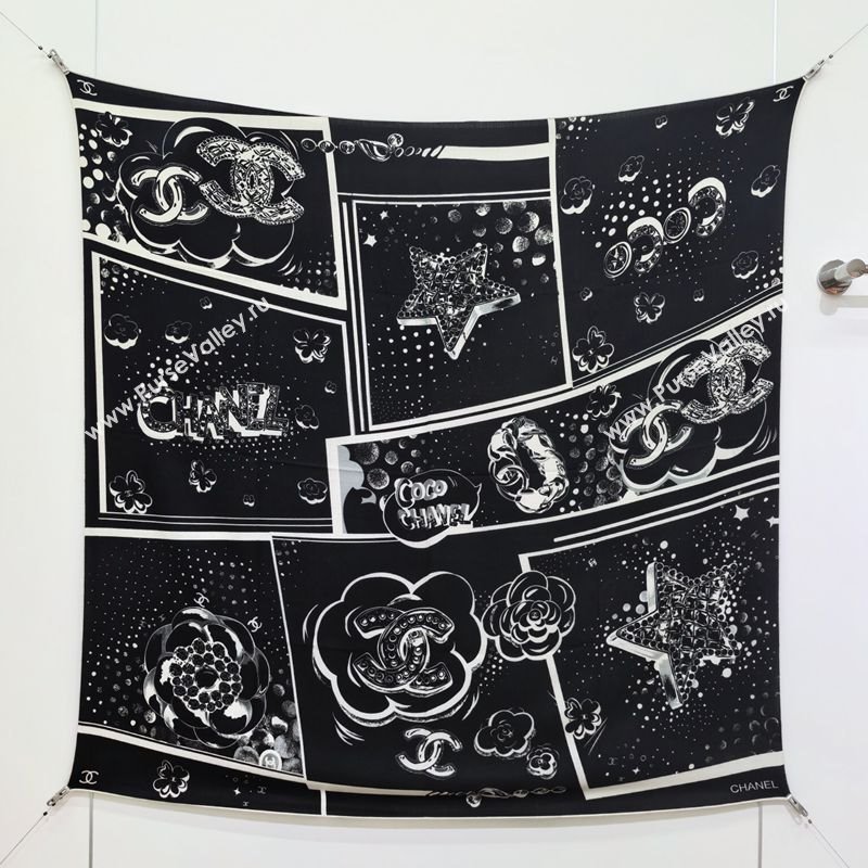 Chanel Cashmere Silk Square Scarf 140x140cm Black 2025 CH111165 (XMN-251111174)