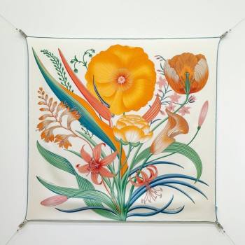 Hermes Bouquets Final Silk Square Scarf 90x90cm White 2025 (XMN-251111175)