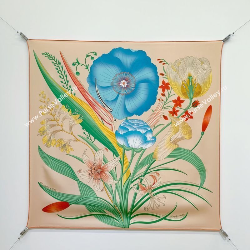Hermes Bouquets Final Silk Square Scarf 90x90cm Beige 2025 (XMN-251111177)