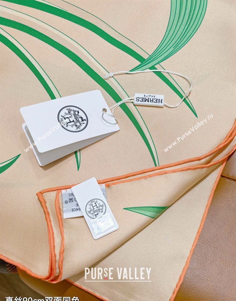 Hermes Bouquets Final Silk Square Scarf 90x90cm Beige 2025 (XMN-251111177)