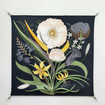 Hermes Bouquets Final Silk Square Scarf 90x90cm Black 2025 (XMN-251111178)