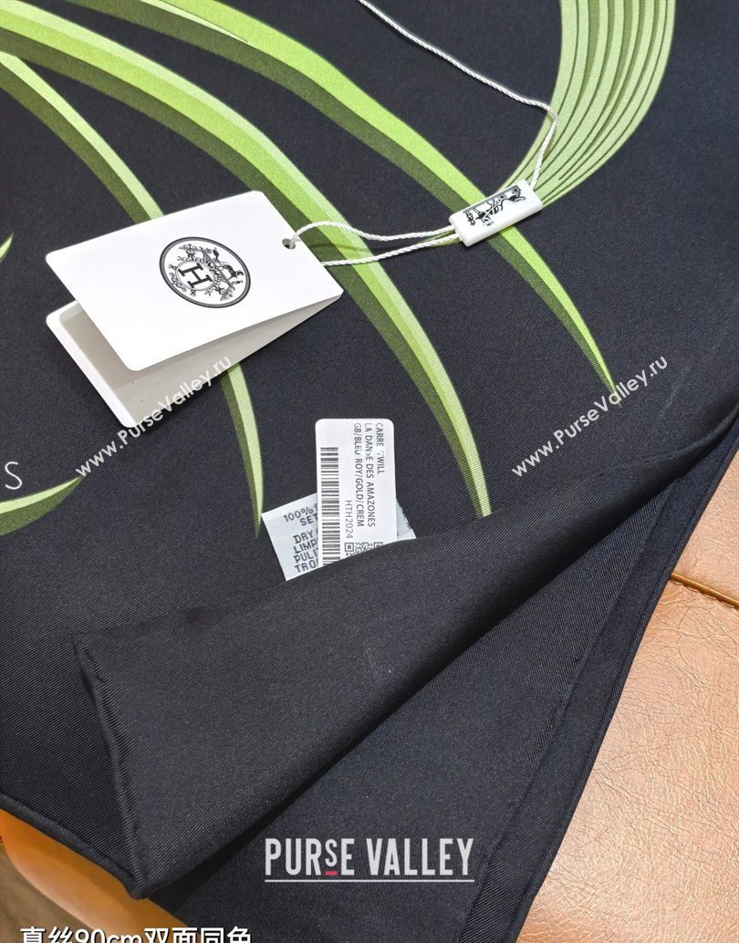Hermes Bouquets Final Silk Square Scarf 90x90cm Black 2025 (XMN-251111178)