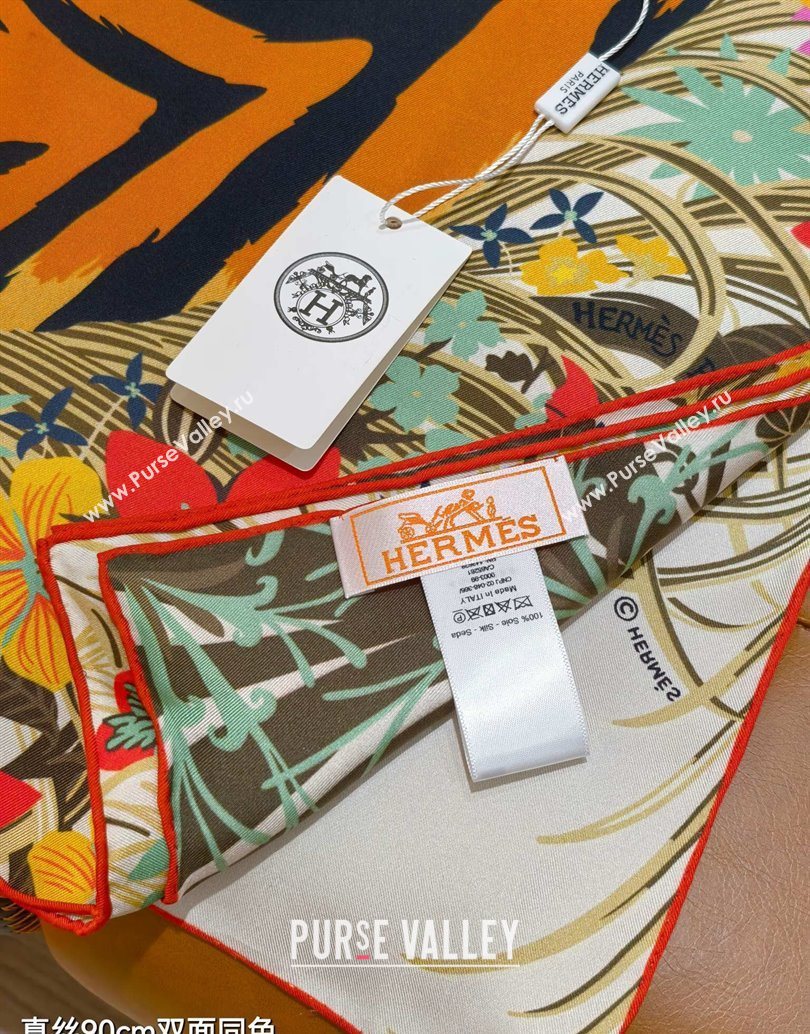 Hermes Tiger Tyger Silk Square Scarf 90x90cm White 2025 (XMN-251111180)