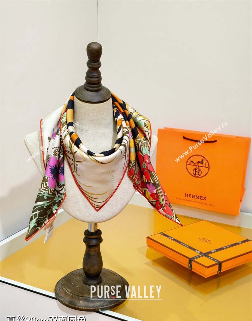 Hermes Tiger Tyger Silk Square Scarf 90x90cm White 2025 (XMN-251111180)