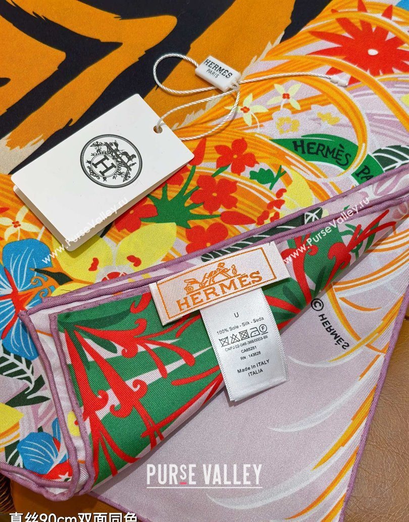 Hermes Tiger Tyger Silk Square Scarf 90x90cm Pink 2025 (XMN-251111181)