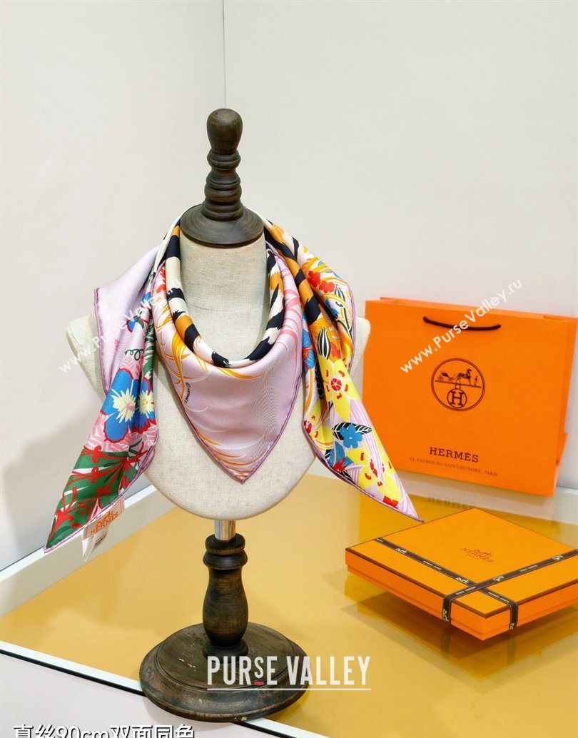 Hermes Tiger Tyger Silk Square Scarf 90x90cm Pink 2025 (XMN-251111181)