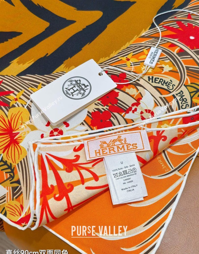 Hermes Tiger Tyger Silk Square Scarf 90x90cm Orange 2025 (XMN-251111182)