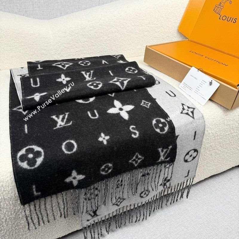 Louis Vuitton Reykjavik 2.0 Cashmere Long Scarf 55x180cm Black 2025 LV111103 (XMN-251111127)