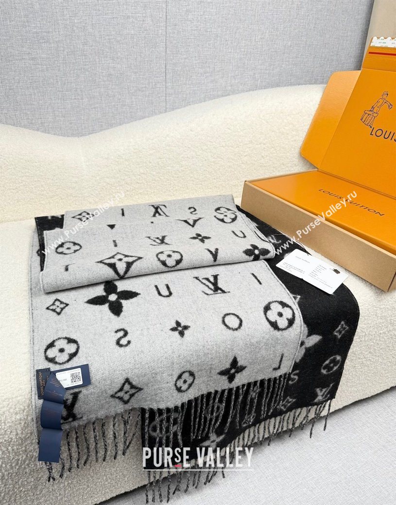 Louis Vuitton Reykjavik 2.0 Cashmere Long Scarf 55x180cm Black 2025 LV111103 (XMN-251111127)