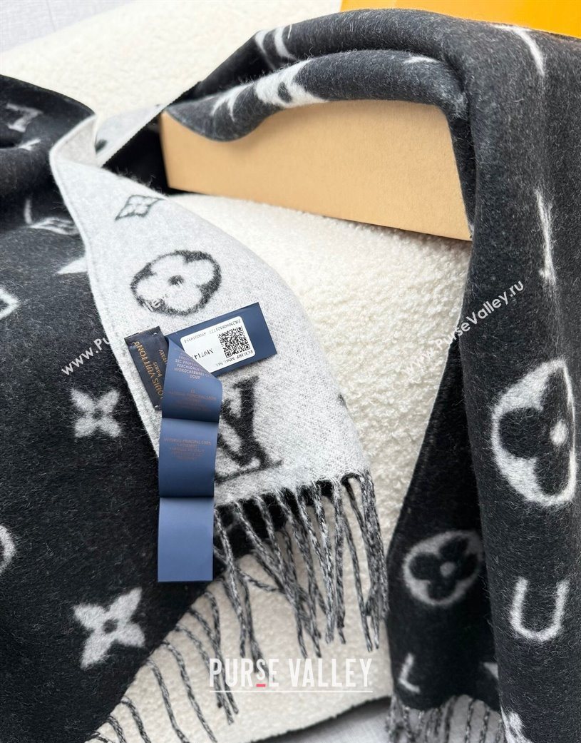 Louis Vuitton Reykjavik 2.0 Cashmere Long Scarf 55x180cm Black 2025 LV111103 (XMN-251111127)