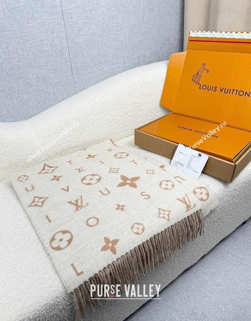 Louis Vuitton Reykjavik 2.0 Cashmere Long Scarf 55x180cm Beige 2025 LV111103 (XMN-251111128)