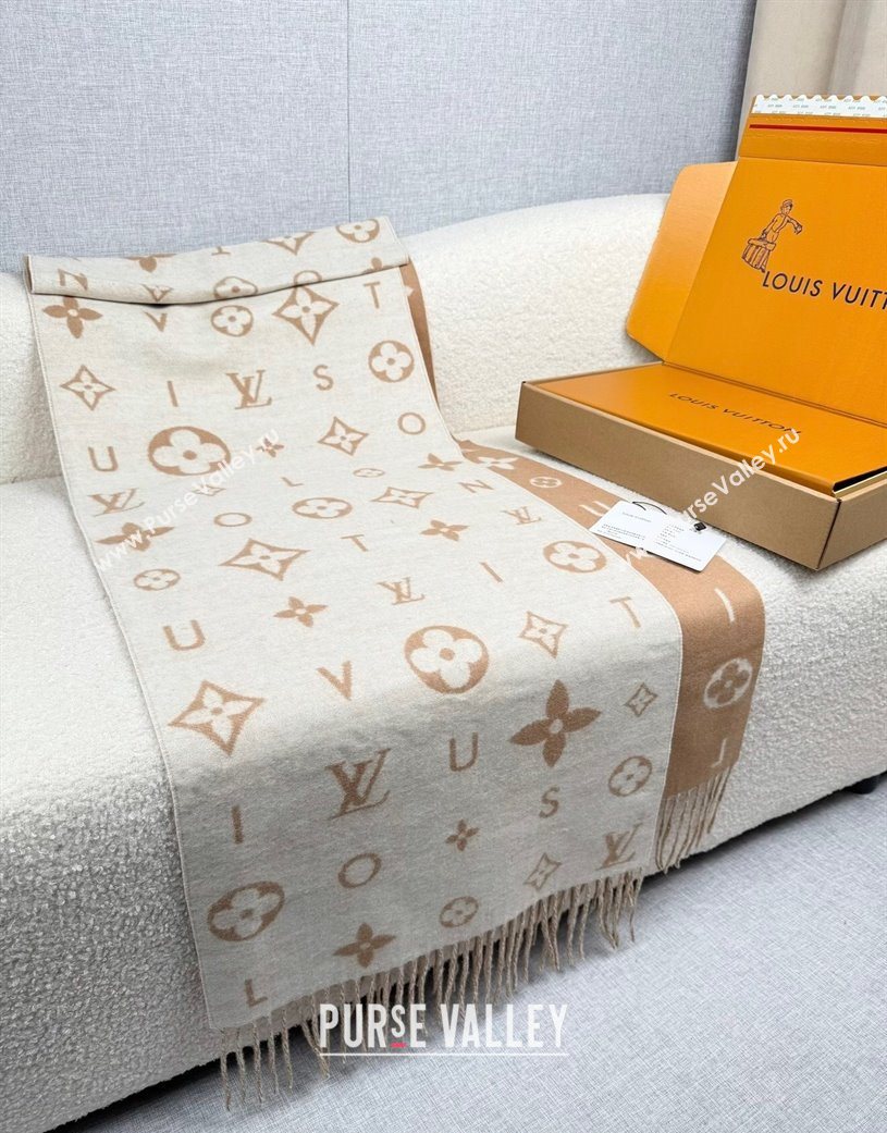 Louis Vuitton Reykjavik 2.0 Cashmere Long Scarf 55x180cm Beige 2025 LV111103 (XMN-251111128)