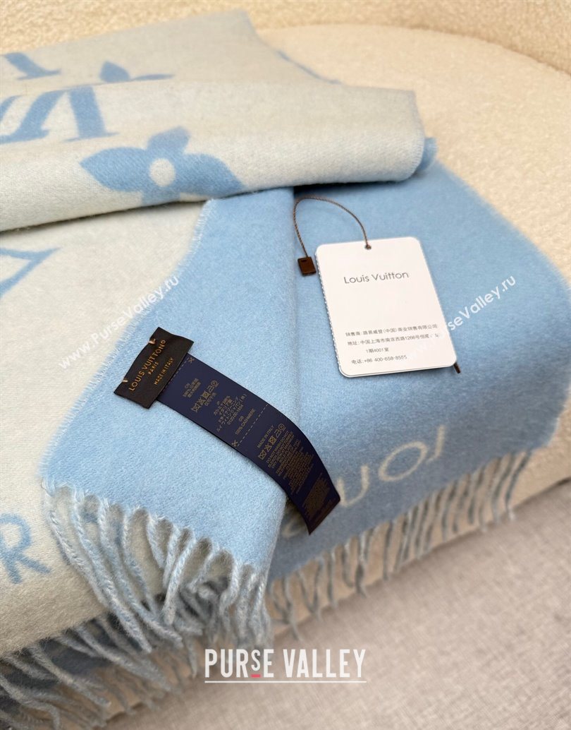 Louis Vuitton Reykjavik Cashmere Long Scarf 45x180cm Blue 2025 LV111101 (XMN-251111120)