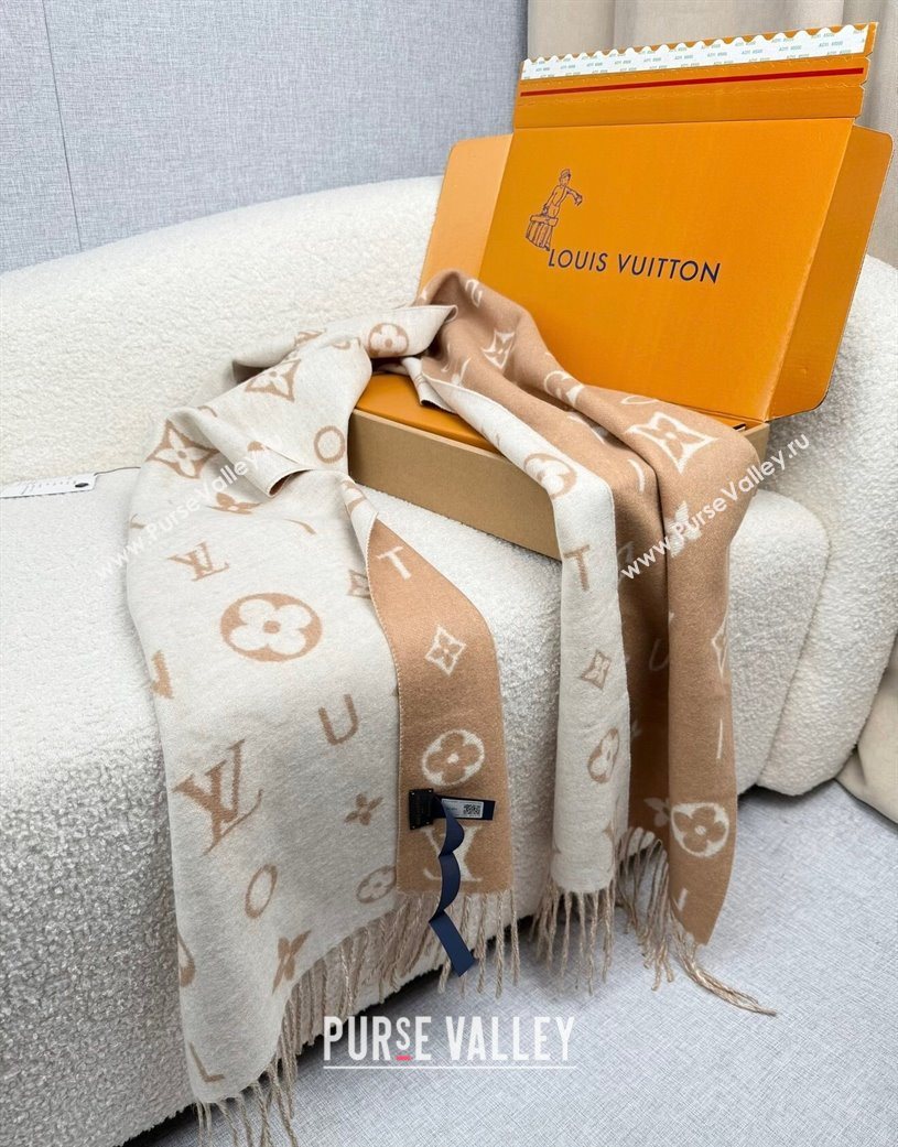 Louis Vuitton Reykjavik 2.0 Cashmere Long Scarf 55x180cm Beige 2025 LV111103 (XMN-251111128)
