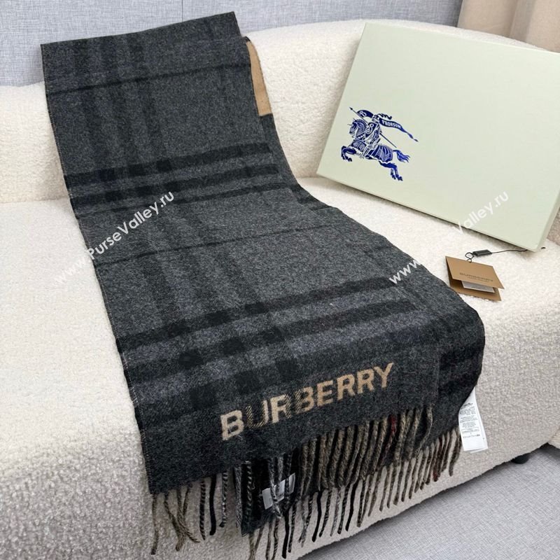 Burberry Cashmere Long Scarf 30x168cm Black 2025 BR111101 (XMN-251111130)