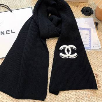 Chanel Wool Cashmere Long Scarf 30x175cm Black 2026 CH010605 (XMN-260106035)
