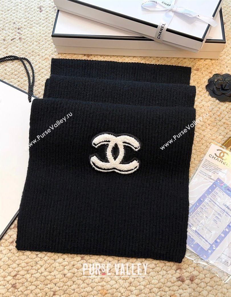 Chanel Wool Cashmere Long Scarf 30x175cm Black 2026 CH010605 (XMN-260106035)
