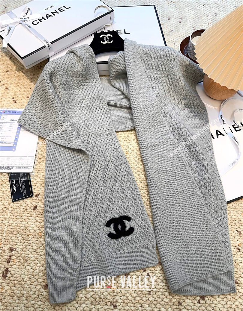 Chanel Cashmere Wool Long Scarf 30x175cm Grey 2026 CH010603 (XMN-260106027)
