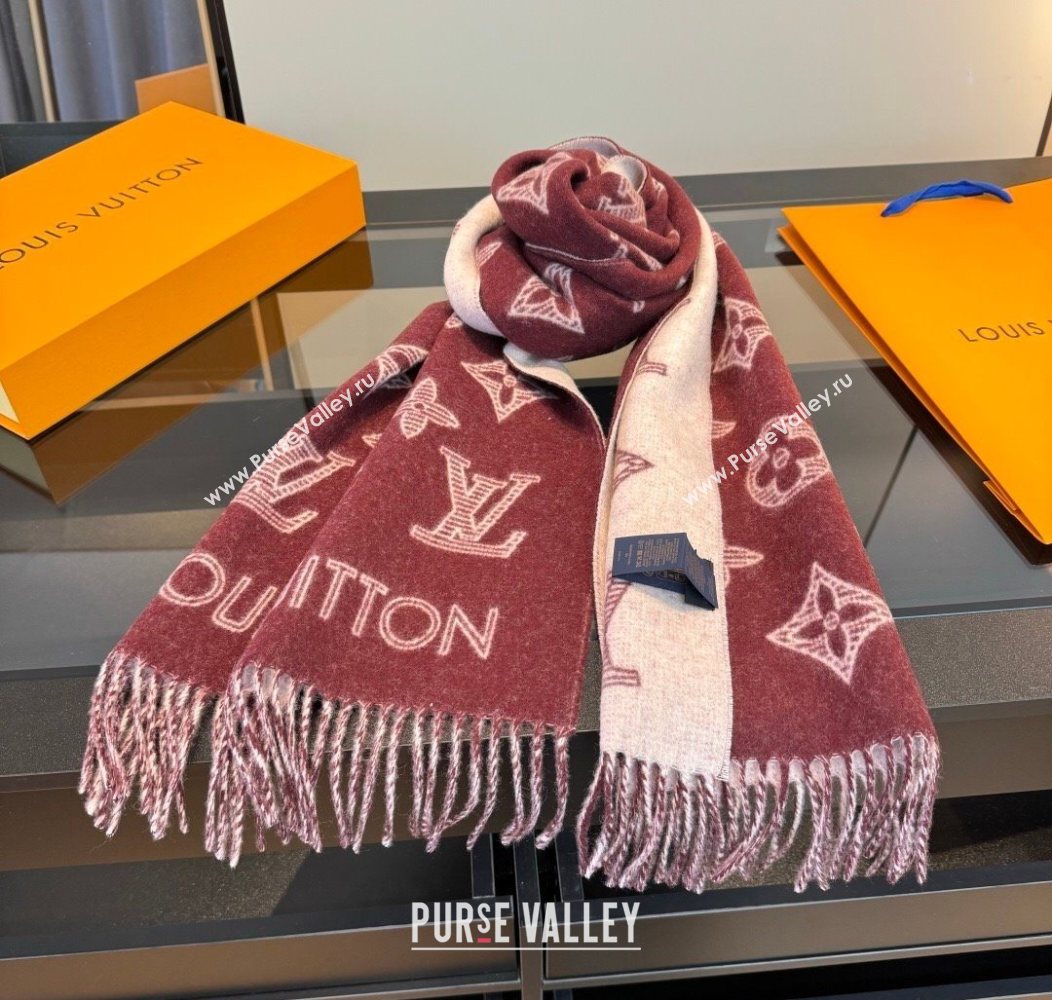 Louis Vuitton Cashmere Wool Long Scarf 40x180cm Burgundy 2026 LV010604 (XMN-260106054)