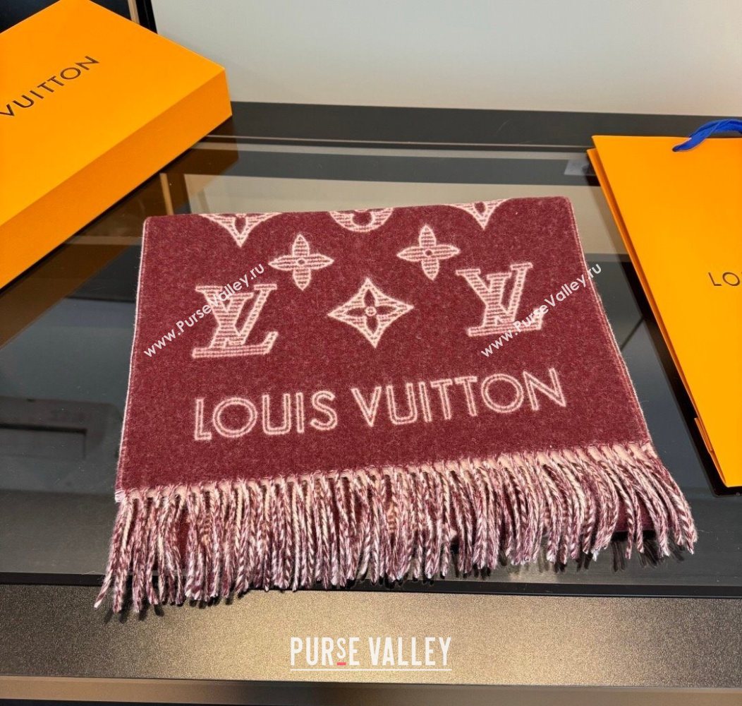 Louis Vuitton Cashmere Wool Long Scarf 40x180cm Burgundy 2026 LV010604 (XMN-260106054)