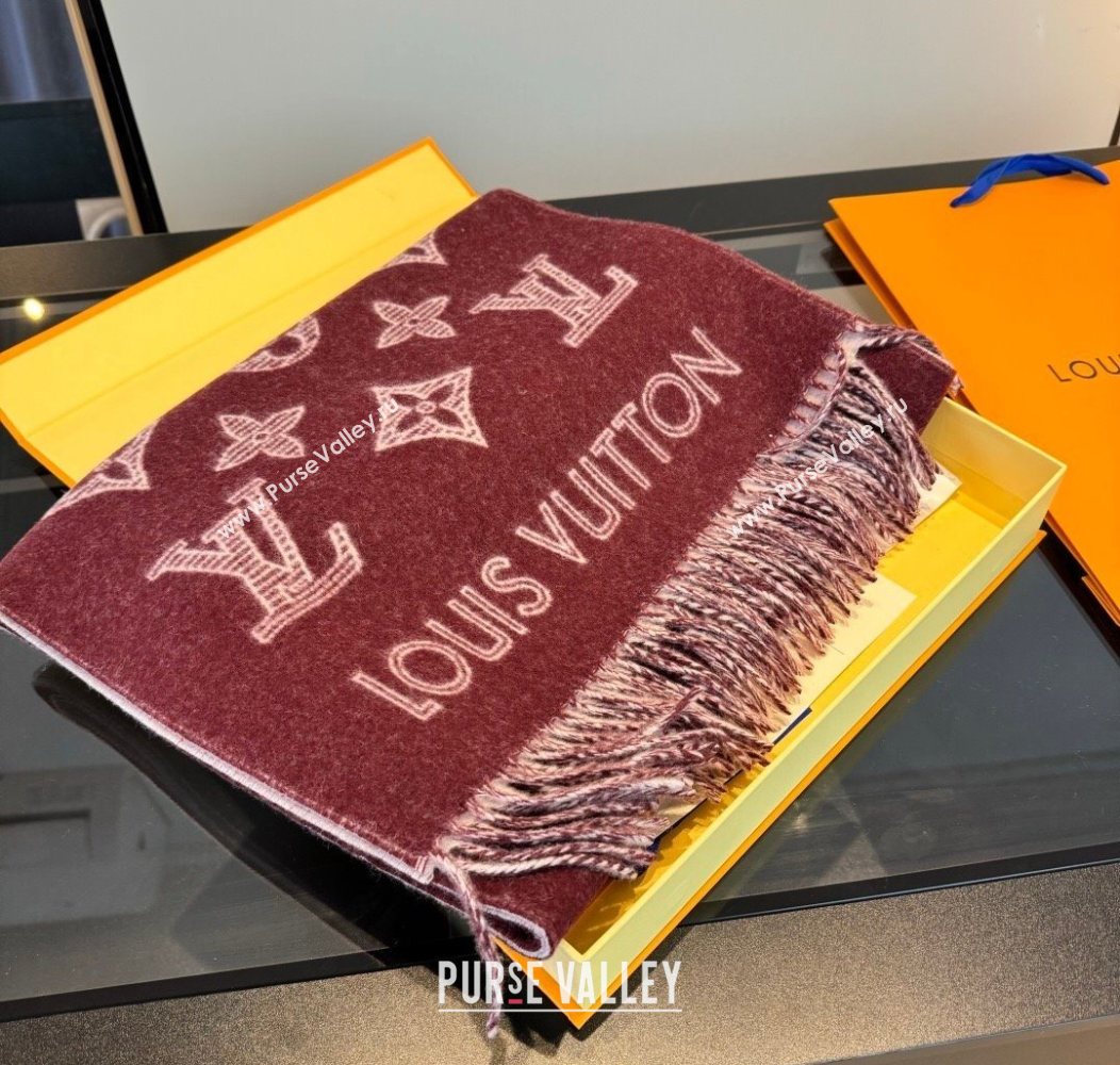 Louis Vuitton Cashmere Wool Long Scarf 40x180cm Burgundy 2026 LV010604 (XMN-260106054)