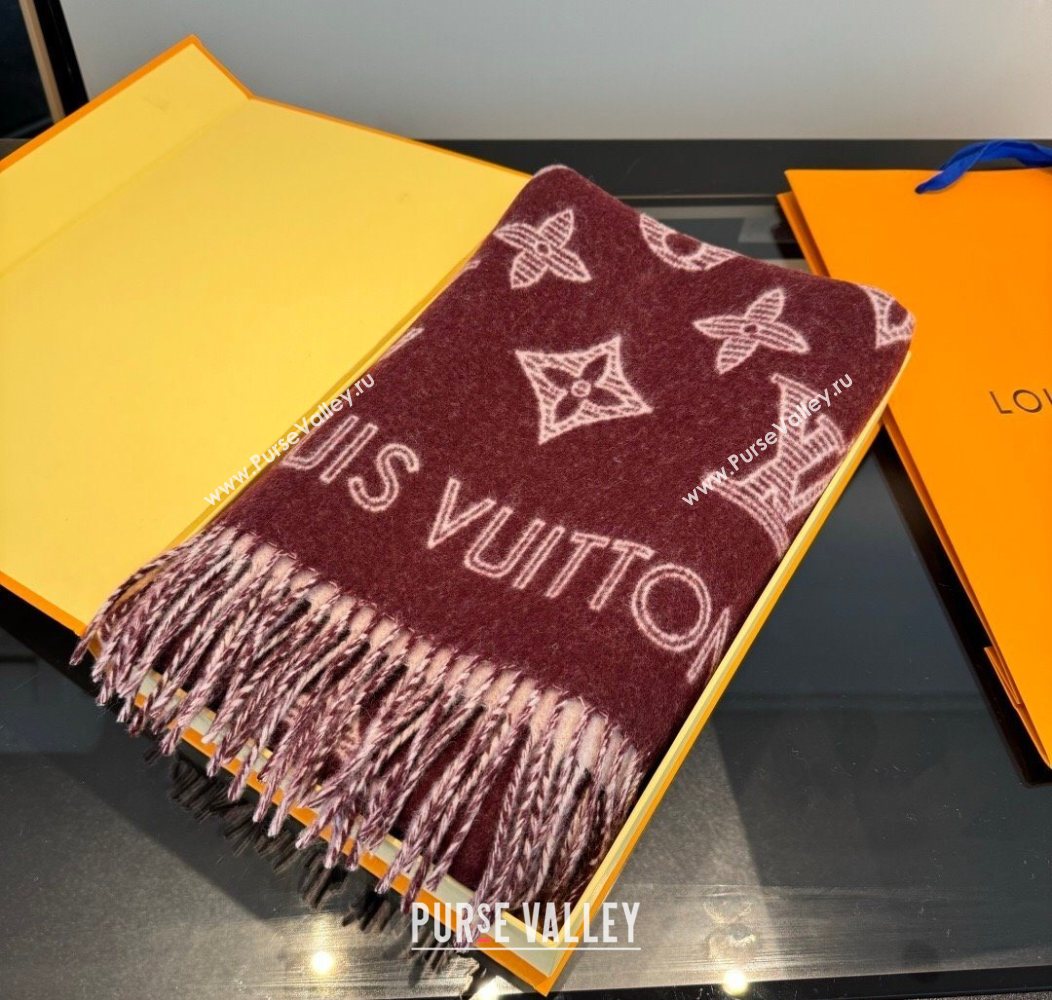 Louis Vuitton Cashmere Wool Long Scarf 40x180cm Burgundy 2026 LV010604 (XMN-260106054)