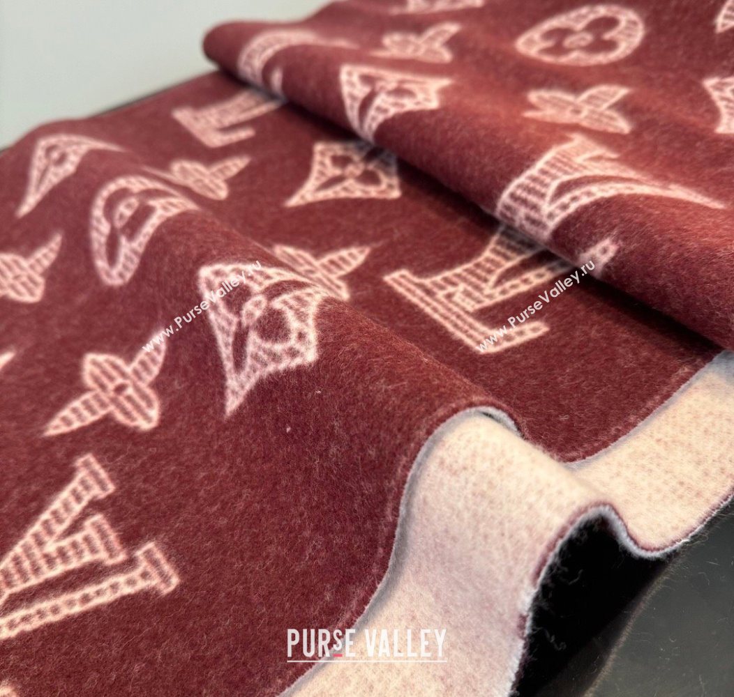 Louis Vuitton Cashmere Wool Long Scarf 40x180cm Burgundy 2026 LV010604 (XMN-260106054)