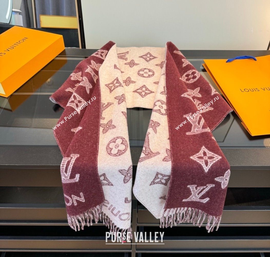 Louis Vuitton Cashmere Wool Long Scarf 40x180cm Burgundy 2026 LV010604 (XMN-260106054)