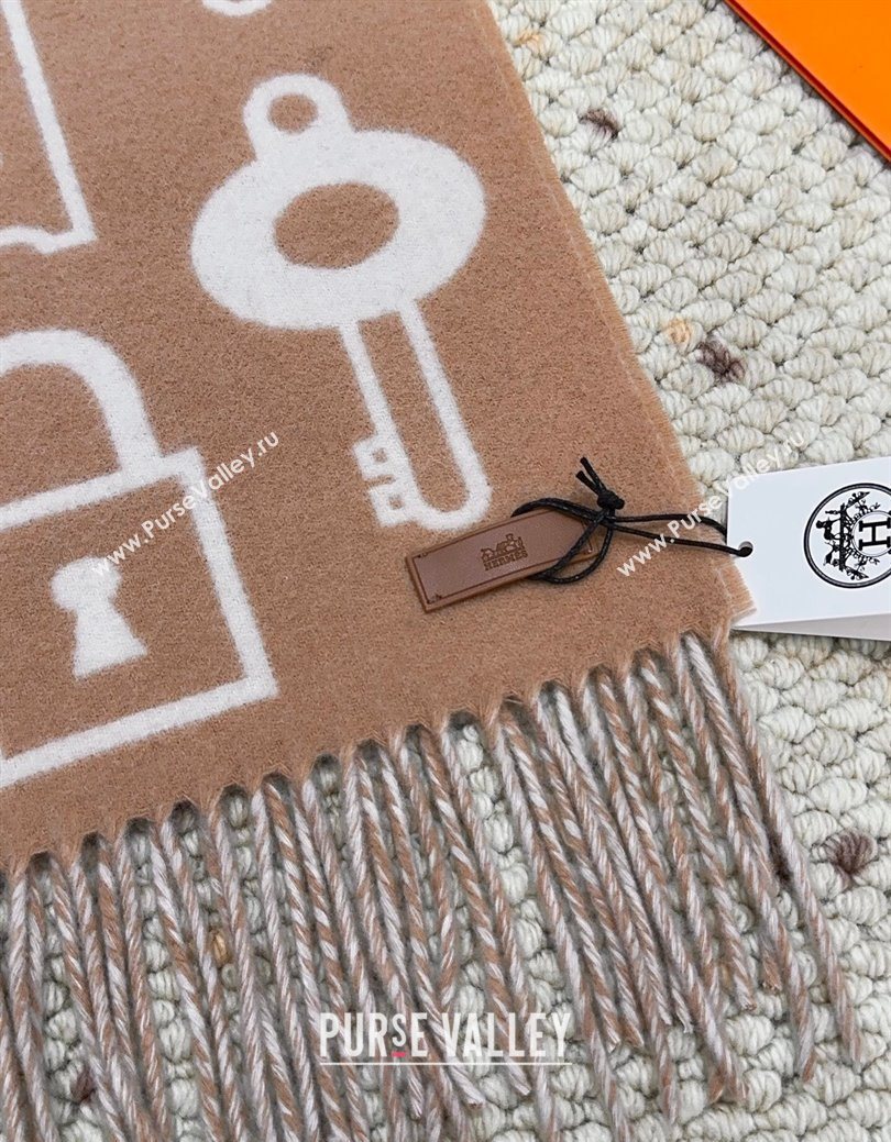 Hermes Sciarpa Casaque Porte-Clefs Cashmere Long Scarf 32x180cm Beige/White 2026  (XMN-260106042)