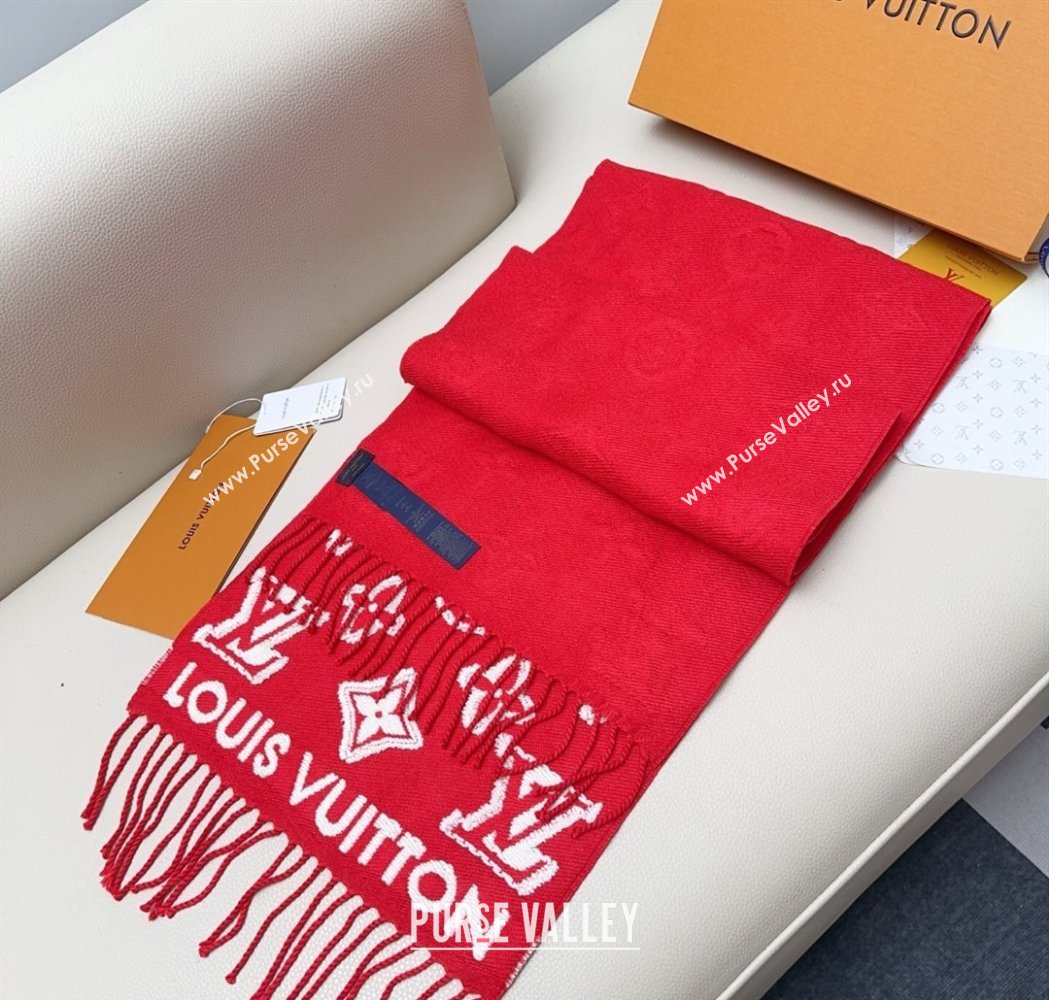 Louis Vuitton LV 3D Monogram Wool Cashmere Long Scarf 34x200cm Red 2026 LV010603 (XMN-260106037)