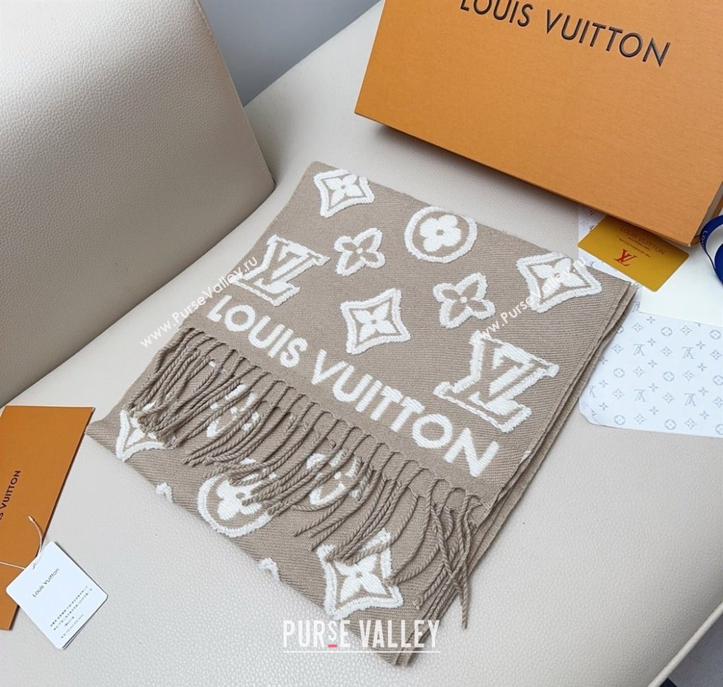 Louis Vuitton LV 3D Monogram Wool Cashmere Long Scarf 34x200cm Grey 2026 LV010603 (XMN-260106038)