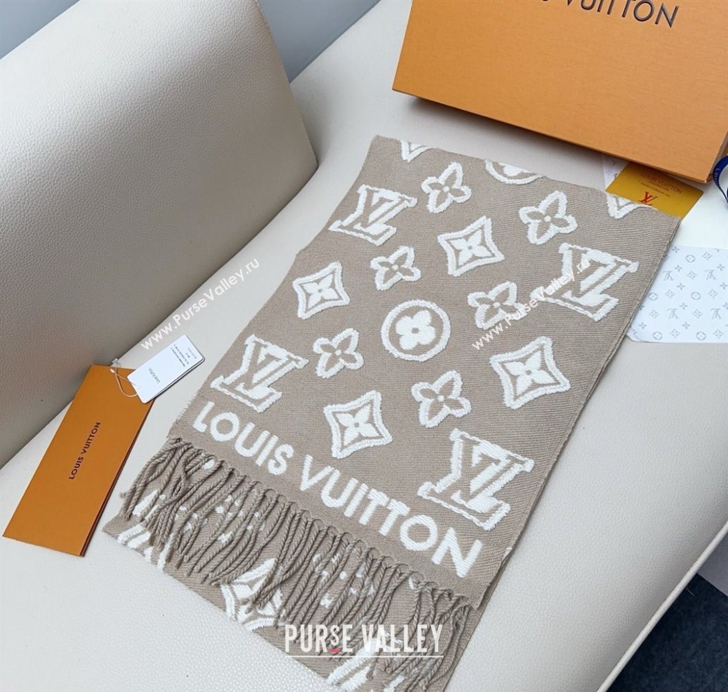 Louis Vuitton LV 3D Monogram Wool Cashmere Long Scarf 34x200cm Grey 2026 LV010603 (XMN-260106038)