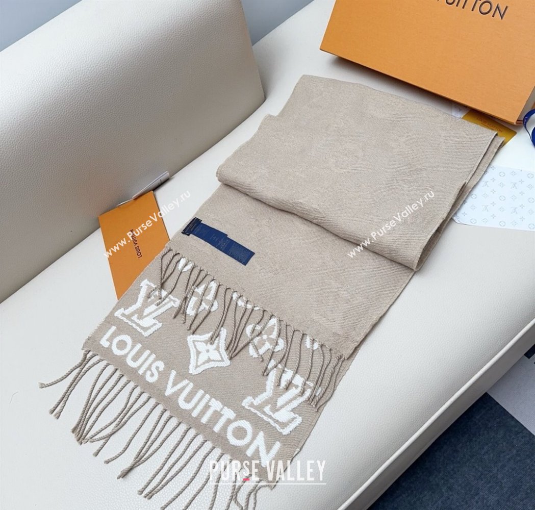 Louis Vuitton LV 3D Monogram Wool Cashmere Long Scarf 34x200cm Grey 2026 LV010603 (XMN-260106038)