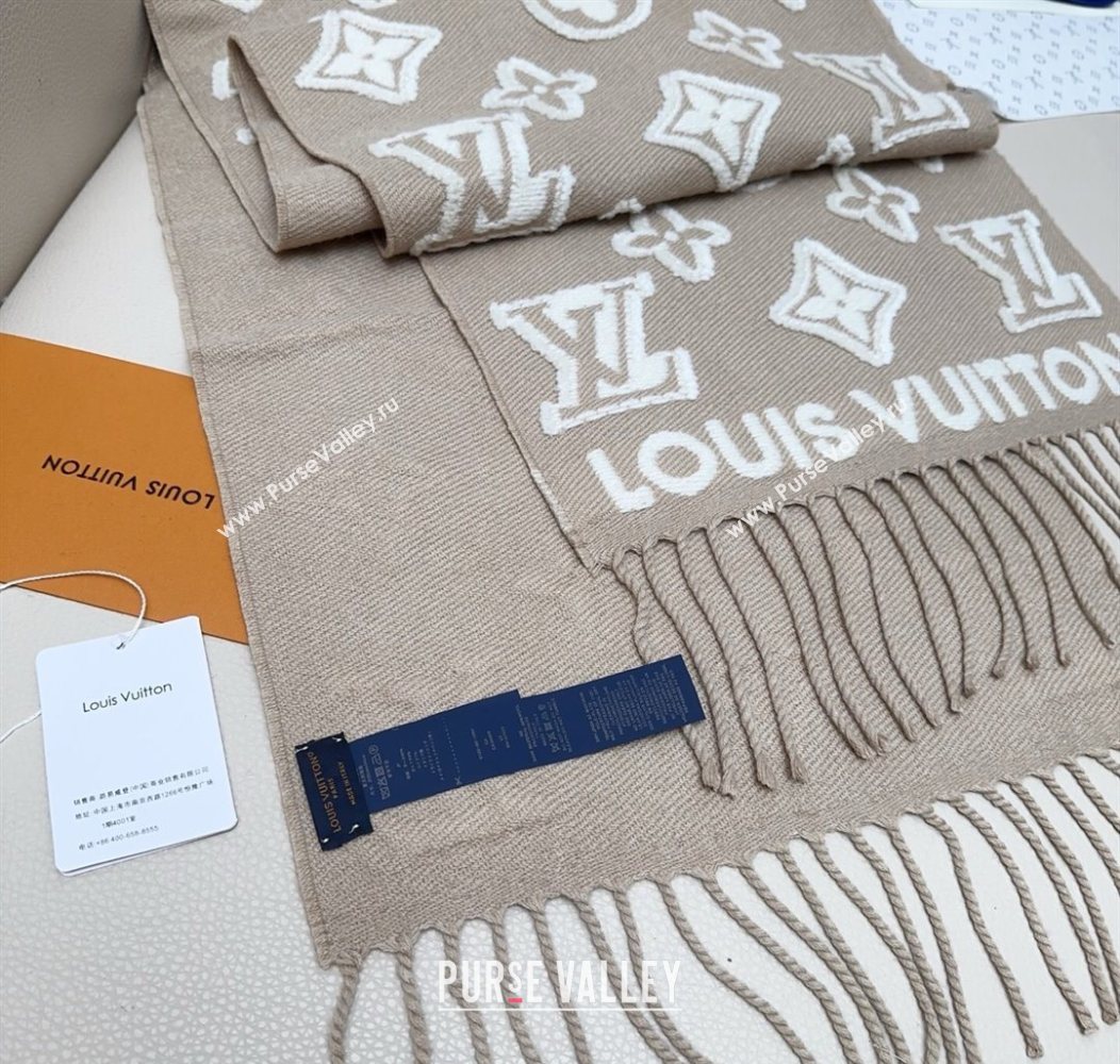 Louis Vuitton LV 3D Monogram Wool Cashmere Long Scarf 34x200cm Grey 2026 LV010603 (XMN-260106038)