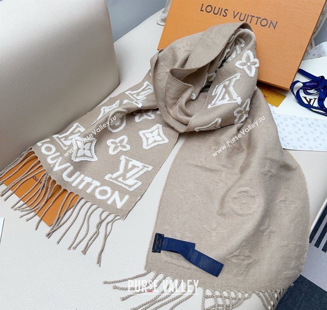 Louis Vuitton LV 3D Monogram Wool Cashmere Long Scarf 34x200cm Grey 2026 LV010603 (XMN-260106038)