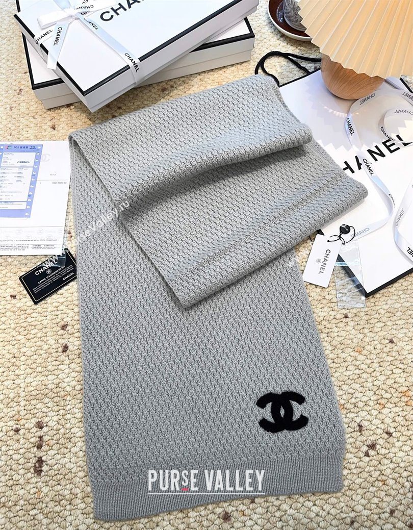 Chanel Cashmere Wool Long Scarf 30x175cm Grey 2026 CH010603 (XMN-260106027)