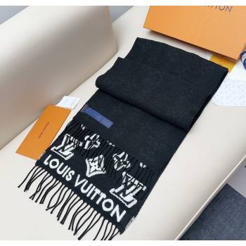 Louis Vuitton LV 3D Monogram Wool Cashmere Long Scarf 34x200cm Black 2026 LV010603 (XMN-260106040)