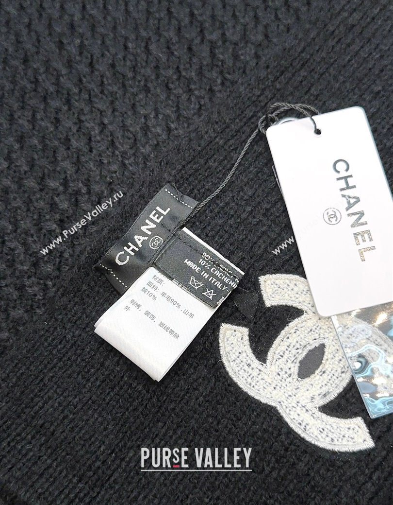 Chanel Cashmere Wool Long Scarf 30x175cm Black 2026 CH010603 (XMN-260106028)
