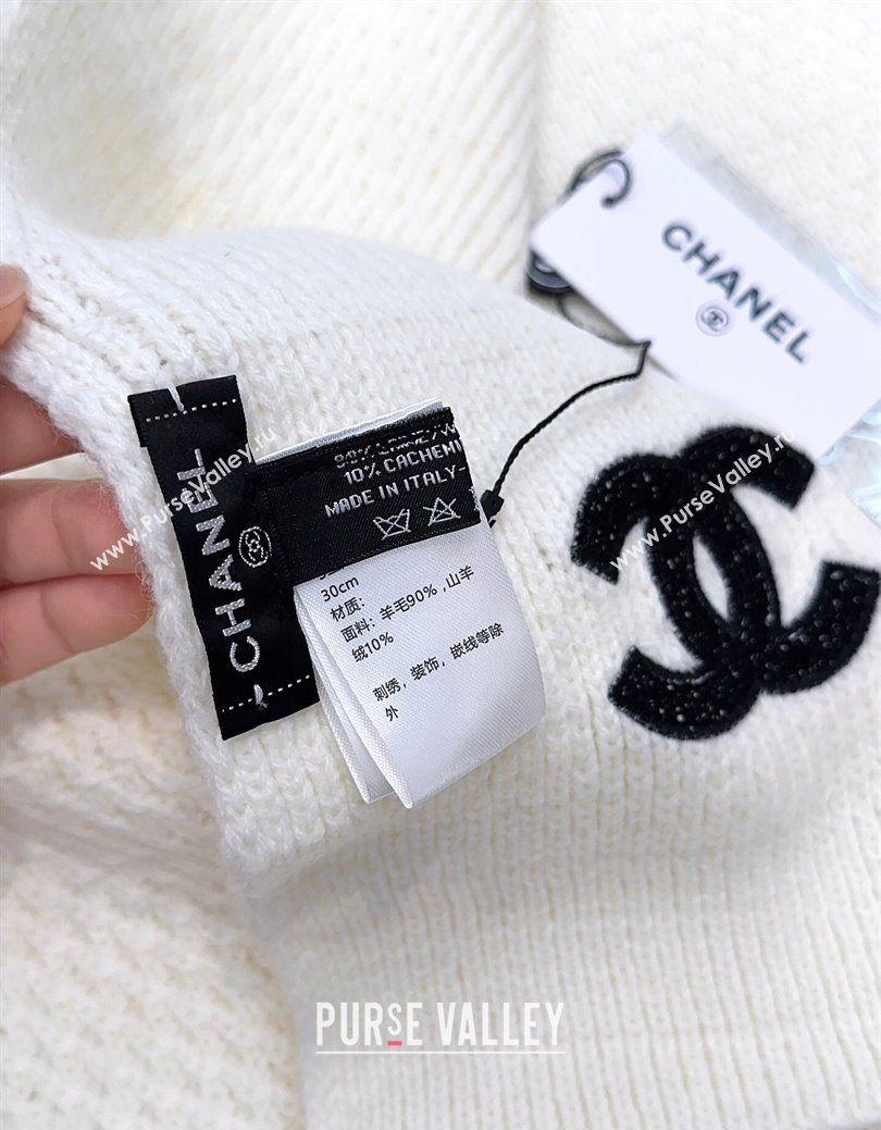Chanel Cashmere Wool Long Scarf 30x175cm White 2026 CH010603 (XMN-260106026)