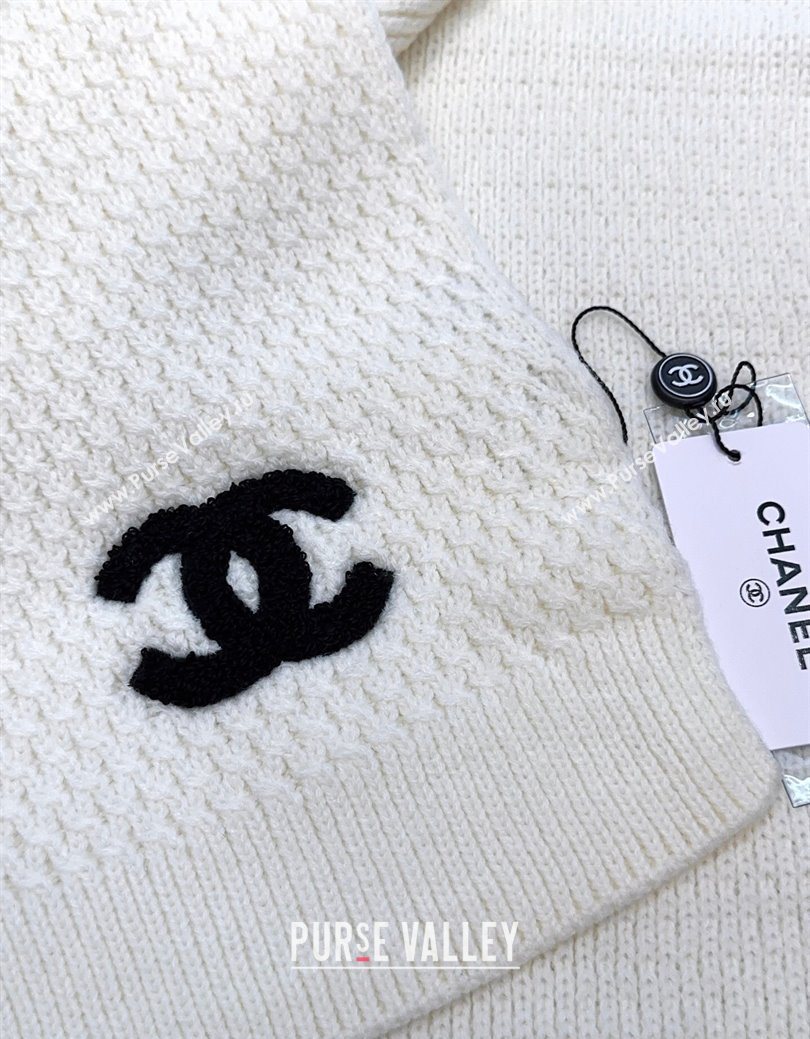 Chanel Cashmere Wool Long Scarf 30x175cm White 2026 CH010603 (XMN-260106026)
