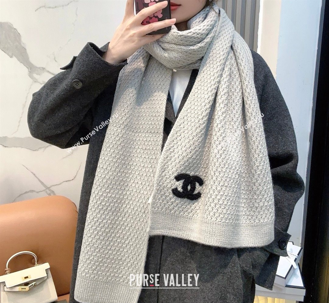 Chanel Cashmere Wool Long Scarf 30x175cm Grey 2026 CH010603 (XMN-260106027)