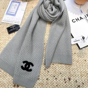 Chanel Cashmere Wool Long Scarf 30x175cm Grey 2026 CH010603 (XMN-260106027)