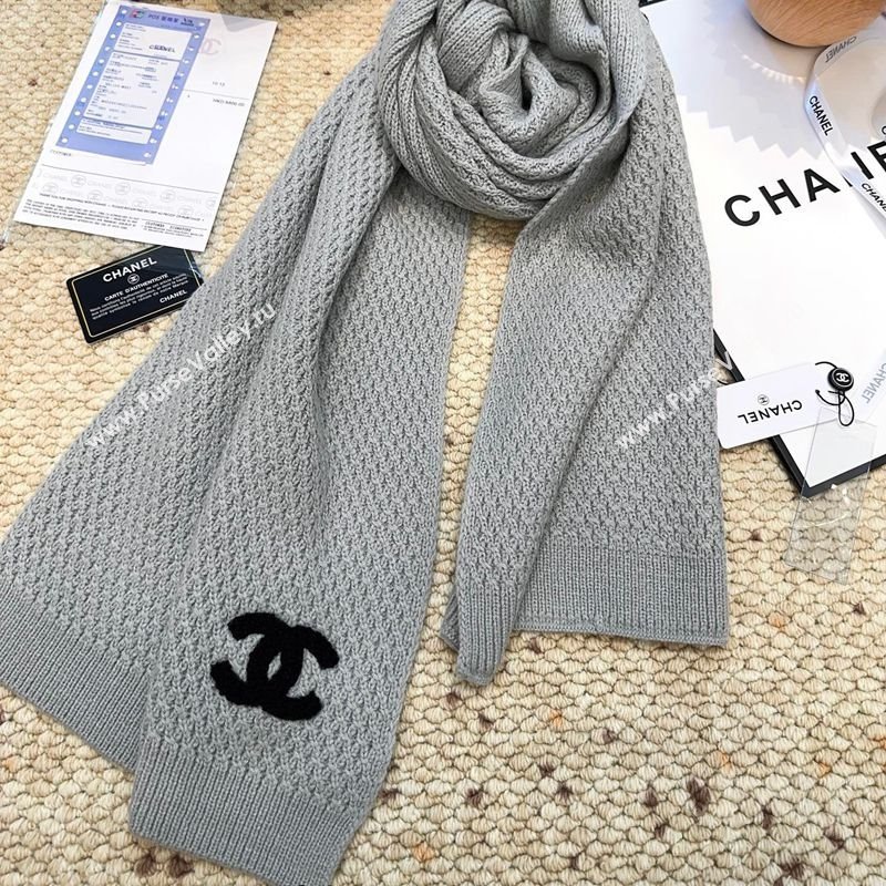 Chanel Cashmere Wool Long Scarf 30x175cm Grey 2026 CH010603 (XMN-260106027)