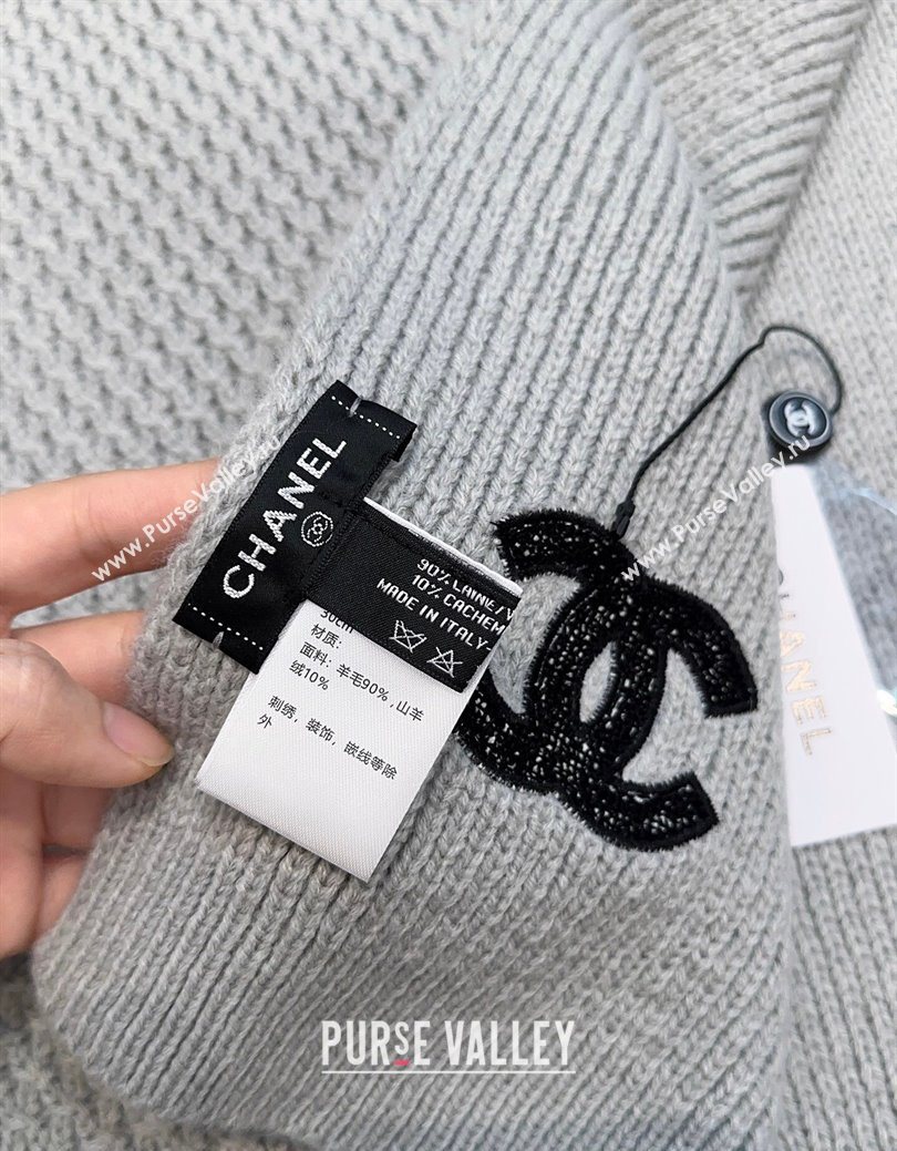 Chanel Cashmere Wool Long Scarf 30x175cm Grey 2026 CH010603 (XMN-260106027)