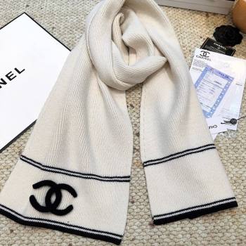 Chanel Wool Cashmere Long Scarf 30x175cm White 2026 CH010604 (XMN-260106029)