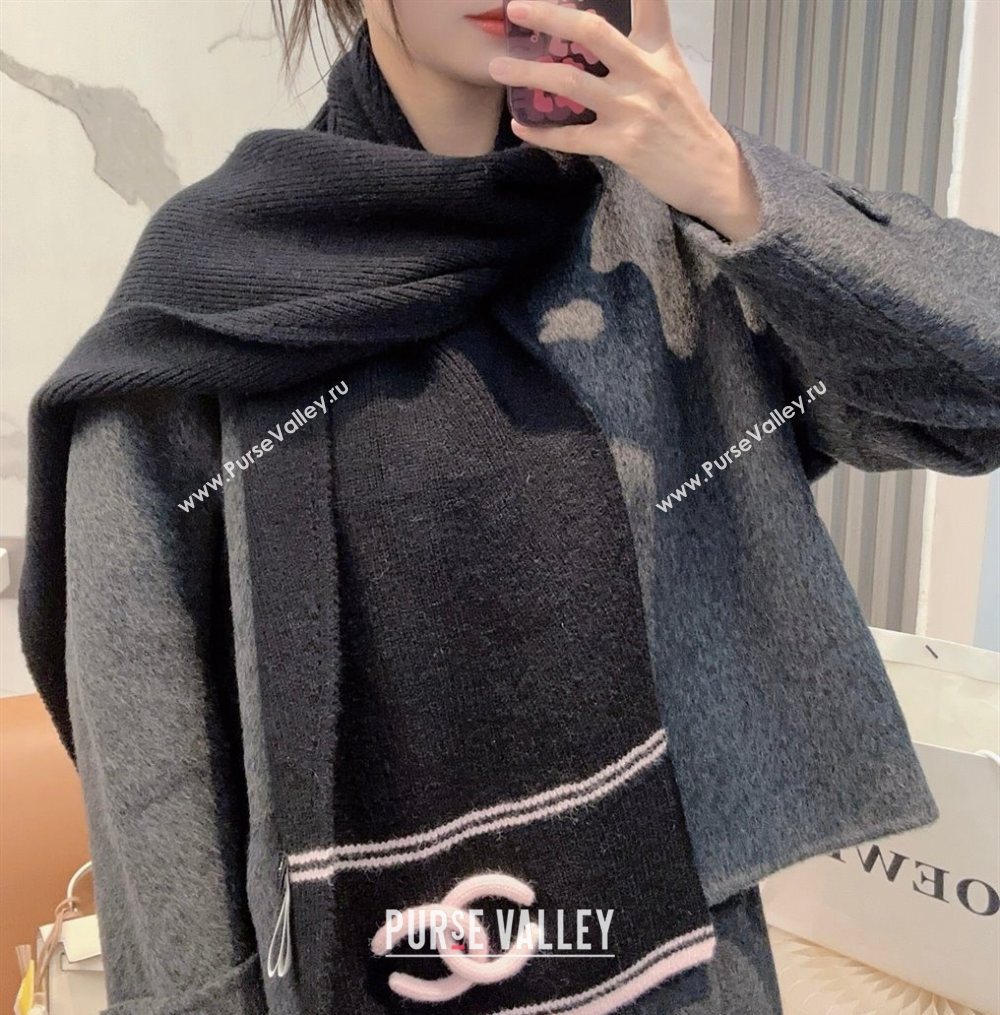 Chanel Wool Cashmere Long Scarf 30x175cm Black 2026 CH010604 (XMN-260106030)